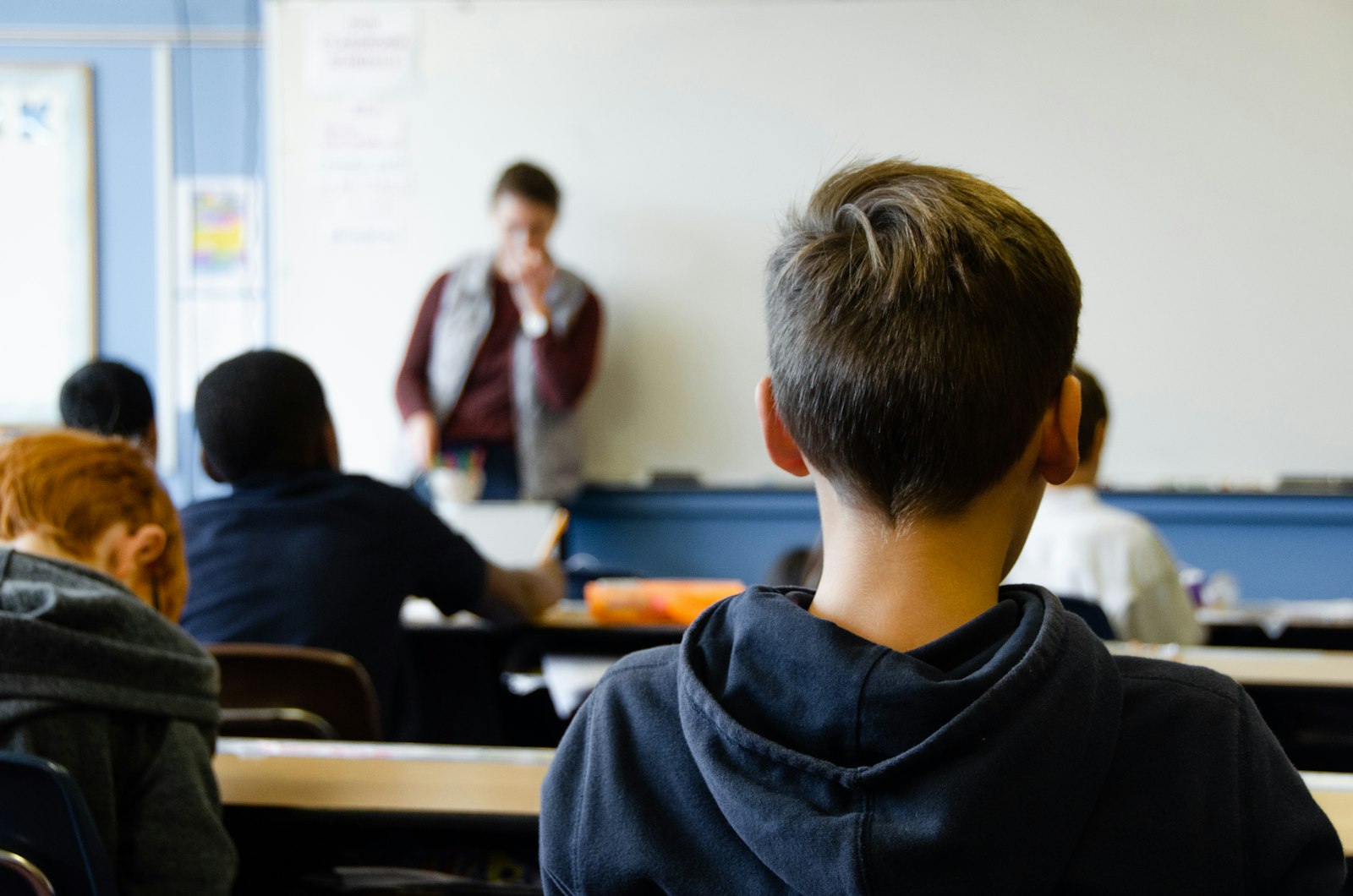 Student seated in a classroom